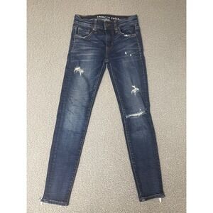 American Eagle Ripped Jeans Super Stretch Womens 00 Short leggings distressed